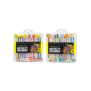 Crayons avec gomme fantaisie - Pack de 12 - 2 modèles