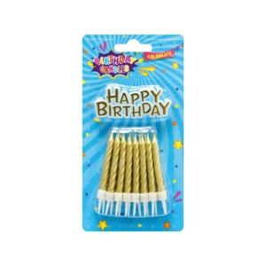 Bougies + plaque “Happy Birthday” or – 17 pièces