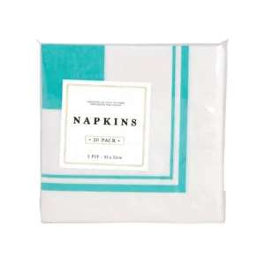 Serviettes de fête – 33 x 33 cm – turquoise – lot de 20