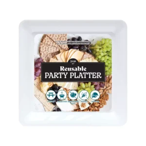 Plateau de fête carré réutilisable – 31 cm